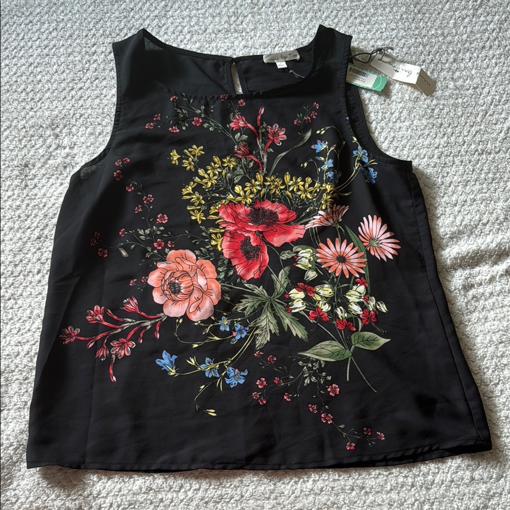 Nine Britton Black Floral Tank Top